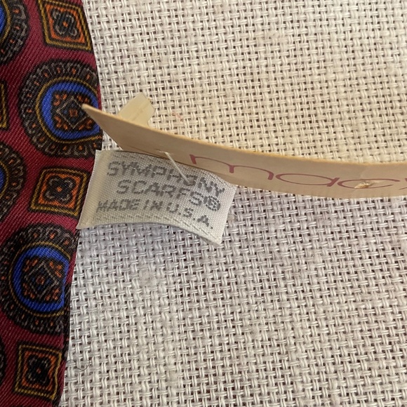 NWT Vintage Symphony Silk Foulard Scarf Geometric Print Bandana Wrist Bag Wrap - Picture 4 of 11